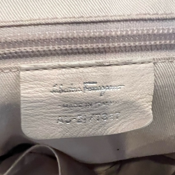 SALVATORE FERRAGAMO Leather Neutral Perforated Shoulder Bag - Picture 12 of 14